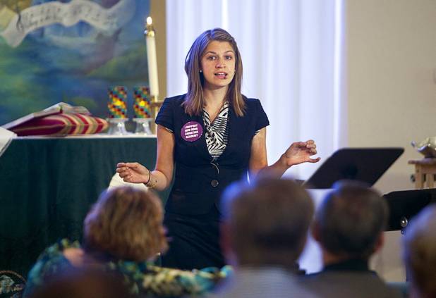 Intern Pastor Kaitlyn Ferguson has her first morning of preaching at New Song Church in Henderson Sunday, Sept. 30, 2012.