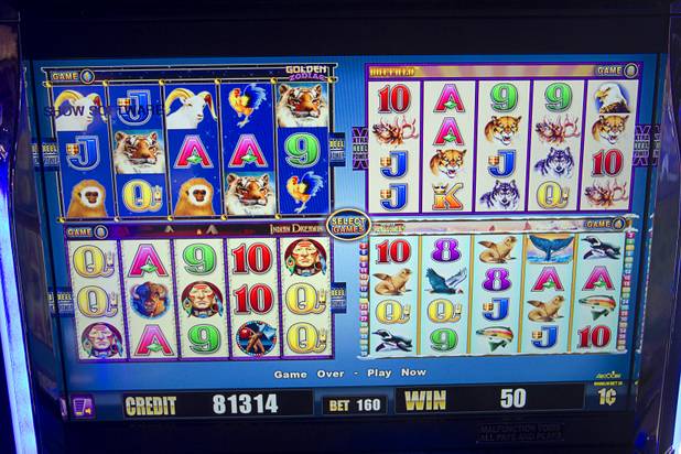 An Aristocrat slot machine that allows for four of the same game or four different user-selected games to be played at the same time is displayed during the Global Gaming Expo (G2E) at the Sands Expo Center Tuesday, Oct. 2, 2012.