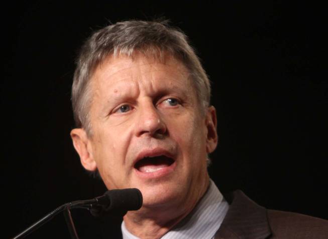  In this Sept 23, 2011 file photo, Libertarian Party presidential candidate, former New Mexico Gov.  Gary Johnson speaks in Orlando, Fla. 