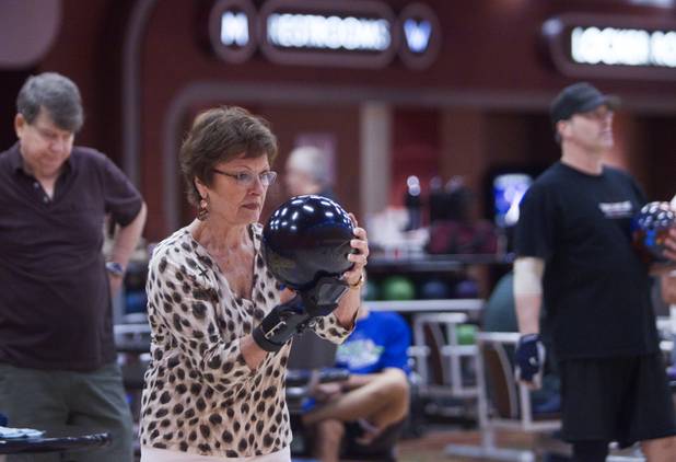 Bowler Irma Wenzel, 79, prepares to bowl at Red Rock Lanes in the Red Rock Resort Wednesday, Oct. 3 2012. Wenzel was recognized Wednesday for bowling a perfect game at the bowling center on Sept. 26.