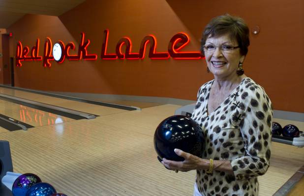 Bowler Irma Wenzel, 79, poses at Red Rock Lanes in the Red Rock Resort Wednesday, Oct. 3 2012. Wenzel was recognized Wednesday for bowling a perfect game at the bowling center on Sept. 26.