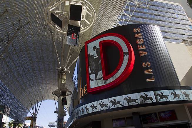 New signage and video screens adorn the front of the D Las Vegas in downtown Las Vegas Tuesday, Oct. 9, 2012.