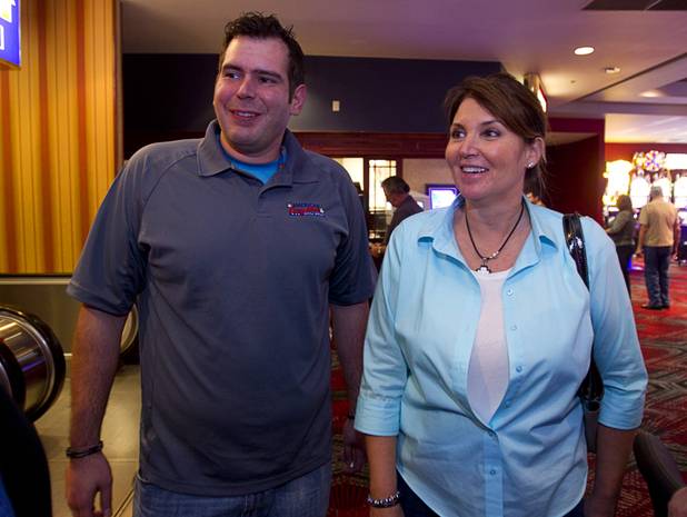 Chris Sotiropoaulos and his sister Grace Keros talk about the opening of the American Coney Island restaurant at the D Las Vegas in downtown Las Vegas Tuesday, Oct. 9, 2012. Their grandfather opened the original Detroit restaurant in 1917.The casino, formerly Fitzgeralds, is celebrating it's rebranding and renovation with festivities this weekend.