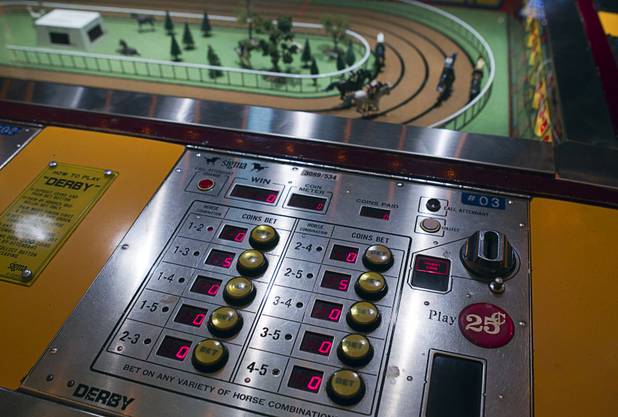 Betting options are shown for a Sigma Derby game on a "Vintage Vegas" casino floor at the D Las Vegas in downtown Las Vegas Tuesday, Oct. 9, 2012. The casino had to reapply to have the game approved in Nevada because the original approval had expired, said CEO Derek Stevens. The casino, formerly Fitzgeralds, is celebrating it's rebranding and renovation with festivities this weekend.