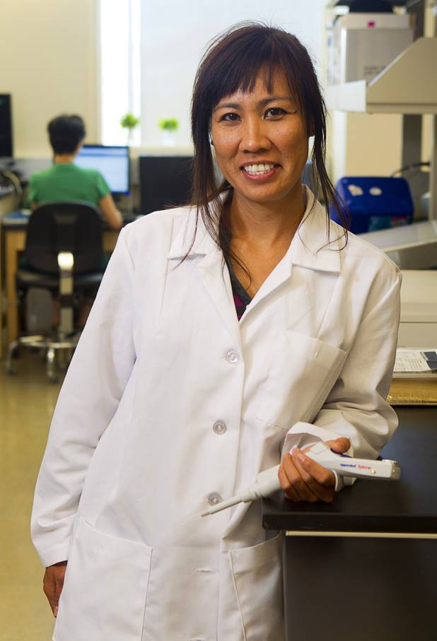 New UNLV professor Nora Caberoy poses in a lab at UNLV Tuesday, Oct. 9, 2012. Caberoy studies the retina of the eye and came to UNLV after completing a postdoctoral fellowship at the Bascom Palmer Eye Institute in Florida.