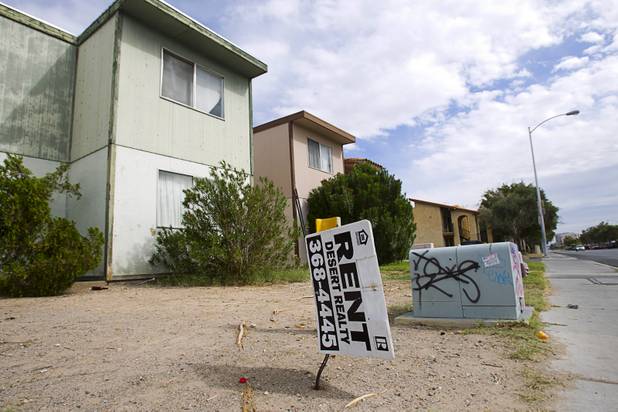 A view of an apartment building on Twain Avenue near Decatur Boulevard where a County Multi-Agency Response Team (CMART) conducted an operation Wednesday, Oct. 10, 2012. Their efforts follow the "broken windows" theory - if a neighborhood can be kept up, it is less likely to have rampant crime.