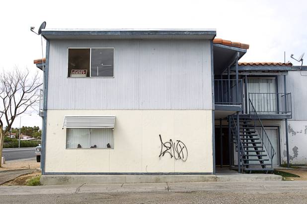 A view of an apartment building on Twain Avenue near Decatur Boulevard where a County Multi-Agency Response Team (CMART) conducted an operation Wednesday, Oct. 10, 2012. Their efforts follow the "broken windows" theory - if a neighborhood can be kept up, it is less likely to have rampant crime.