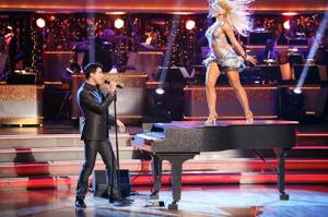 Stratosphere headliner Frankie Moreno performs accompanied by special guest Lacey Schwimmer on ABC's "Dancing With the Stars" on Tuesday, Oct. 9, 2012.