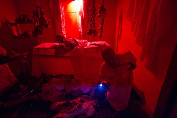 A room is shown at the Amazing Jonathan's SCREAMont Experiment haunted hotel at the Las Vegas Club in downtown Las Vegas Thursday, Oct. 10, 2012. The haunted hotel is open nightly from 7 p.m. to midnight.