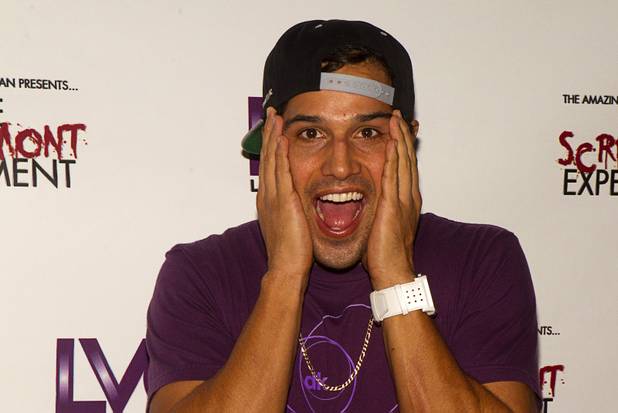 BMX rider Ricardo Laguna arrives during a VIP/media night event at the Amazing Jonathan's SCREAMont Experiment haunted hotel at the Las Vegas Club in downtown Las Vegas Thursday, Oct. 10, 2012. The haunted hotel is open nightly from 7 p.m. to midnight.