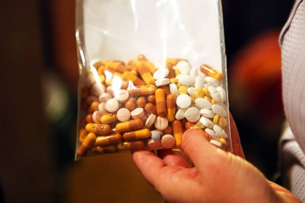 Coroner investigator Lara Davies has bagged all the prescription medication she found on the scene with a dead body in Las Vegas.