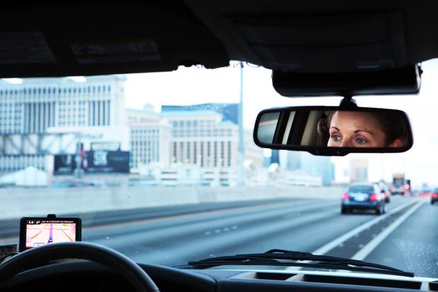 Coroner investigator Lara Davies drives to a call in Las Vegas.