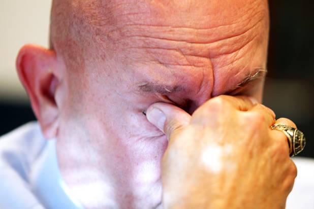 Clark County Coroner Michael Murphy gets emotional inside his office on Thursday, October 11, 2012 while recalling the case involving Crystal Figueroa, the three-year-old who was found beaten to death in a dumpster in Las Vegas in 2006. She was known as Jane "Cordova" Doe until her body was identified.