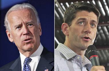 File photos show Vice President Joe Biden, left, and Republican vice presidential nominee Paul Ryan. 