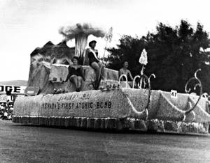 The float for the first atomic bomb test, circa 1951.