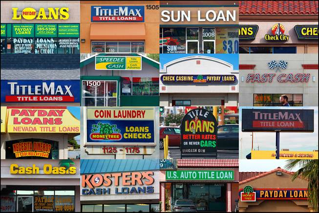 Photos show some of the payday loan businesses located on a stretch of Charleston Boulevard between Eastern Avenue and Rainbow Boulevard.