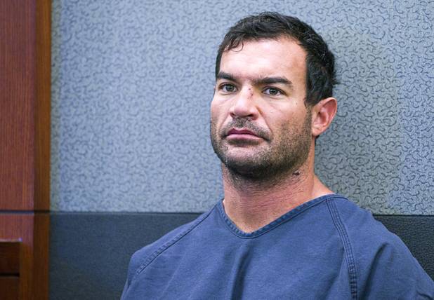 George Tiaffay appears in court at the Clark County Regional Justice Center Monday, Oct. 15, 2012. Tiaffay, a City of Las Vegas firefighter, allegedly paid Noel Stevens, a homeless man, to kill his estranged wife, then tried to commit suicide when suspicion turned toward him.