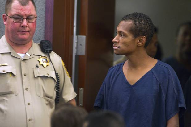 Noel Stevens, enters the courtroom at the Clark County Regional Justice Center Monday, Oct. 15, 2012. George Tiaffay, a City of Las Vegas firefighter, allegedly paid Stevens, a homeless man, to kill his estranged wife, then tried to commit suicide when suspicion turned toward him.