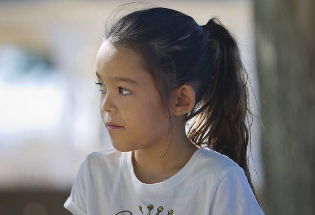 Third grader Audrey Zeller is shown at Lomie Heard Elementary School on Nellis Air Force Base Tuesday, Oct. 16, 2012. The school is the only Clark County school on a military base.