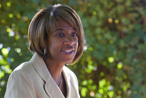 Pamela Goynes-Brown, assistant principal, is shown at Lomie Heard Elementary School on Nellis Air Force Base Tuesday, Oct. 16, 2012. The school is the only Clark County school on a military base.