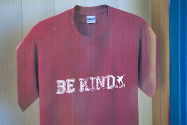 A custom "Be Kind" T-shirt is displayed at Lomie Heard Elementary School on Nellis Air Force Base Tuesday, Oct. 16, 2012. The school is the only Clark County school on a military base.