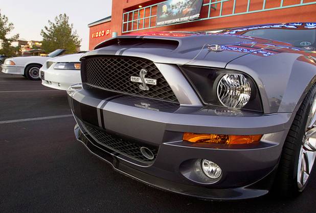 The front of a 2007 Shelby Super Snake is shown at the T-Bird Restaurant and Lounge, 9465 South Eastern Avenue, during a Breakfast Club of Automotive Enthusiasts of Automotive Enthusiasts weekly meeting Wednesday, Oct. 17, 2012.