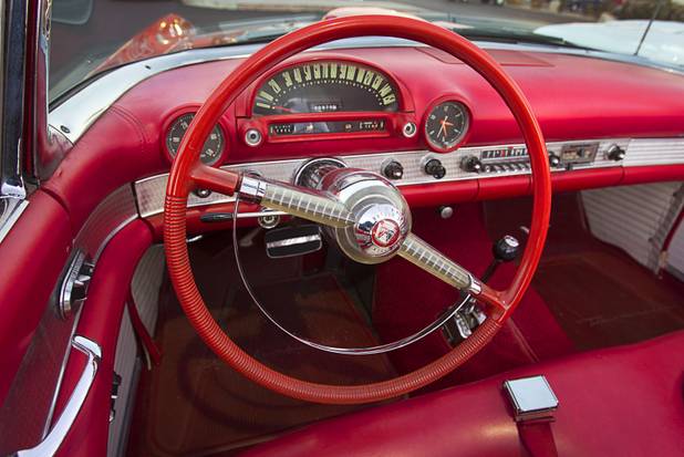 A 1955 Ford Thunderbird is shown in the parking lot as car enthusiasts meet for a Breakfast Club of Automotive Enthusiasts weekly meeting at the T-Bird Restaurant and Lounge, 9465 South Eastern Avenue, Wednesday, Oct. 17, 2012.