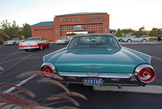 Classic cars fill the parking lot during a Breakfast Club of Automotive Enthusiasts weekly meeting at the T-Bird Restaurant and Lounge, 9465 South Eastern Avenue, Wednesday, Oct. 17, 2012. A 1962 Ford Thunderbird is at right.