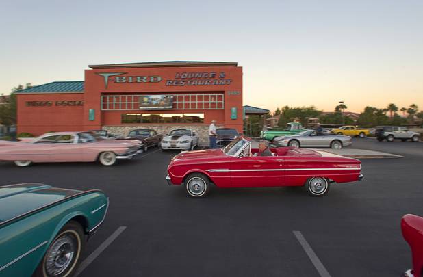 Allen Golden arrives in a 1963 Ford Falcon Futura convertible at the T-Bird Restaurant and Lounge, 9465 South Eastern Avenue, Wednesday, Oct. 17, 2012.