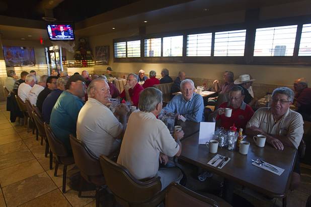 Members of the Breakfast Club of Automotive Enthusiasts meet for a weekly breakfast meeting at the T-Bird Restaurant and Lounge, 9465 South Eastern Avenue, Wednesday, Oct. 17, 2012.
