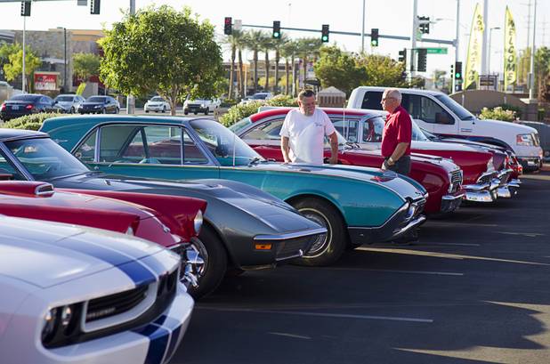 Classic cars are lined up in the parking lot during a Breakfast Club of Automotive Enthusiasts weekly meeting at the T-Bird Restaurant and Lounge, 9465 South Eastern Avenue, Wednesday, Oct. 17, 2012.