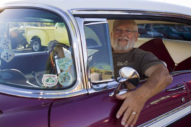 Steve Ellig leaves in his 1956 Chevrolet Bel Air sedan after a Breakfast Club of Automotive Enthusiasts weekly meeting at the T-Bird Restaurant and Lounge, 9465 South Eastern Avenue, Wednesday, Oct. 17, 2012.