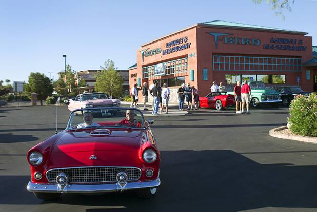 Bob Wilson leaves in his 1955 Ford Thunderbird after a Breakfast Club of Automotive Enthusiasts weekly meeting at the T-Bird Restaurant and Lounge, 9465 South Eastern Avenue, Wednesday, Oct. 17, 2012.