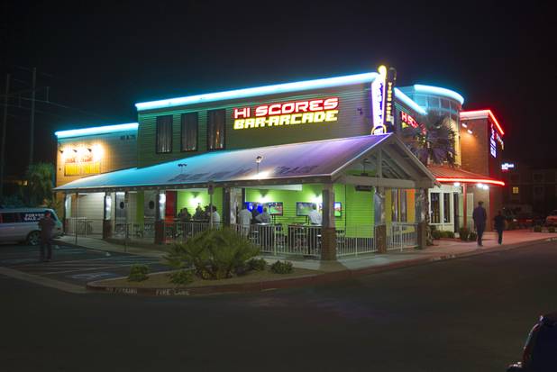 Customers play games on the patio of Hi Scores, a bar-arcade at Stephanie Street and Paseo Verde Parkway, in Henderson Thursday, Oct. 18, 2012.