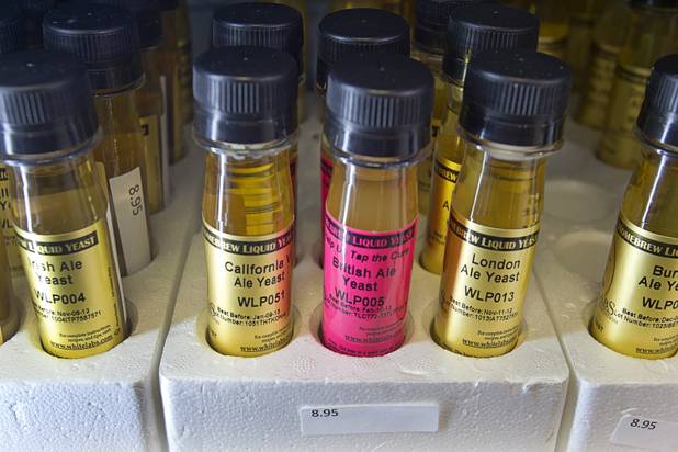 Vials of yeast are shown in a cooler at Vegas Homebrew & Winemaking, 5140 W. Charleston Blvd., Thursday, Oct. 18, 2012. Most beer makers prefer the liquid yeast over dehydrated yeast although some companies are successfully producing good dehydrated yeast packets, said owner Steve Berg.