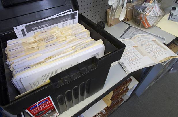 Beer-making recipes fill a file box at Vegas Homebrew & Winemaking, 5140 W. Charleston Blvd., Thursday, Oct. 18, 2012.