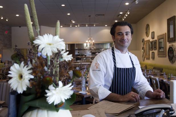 Pastry consulting chef Justin Nilson, of Soup to Cake, poses at Honey Salt, a new restaurant at 1031 S Rampart Blvd, Monday, Oct. 22, 2012.