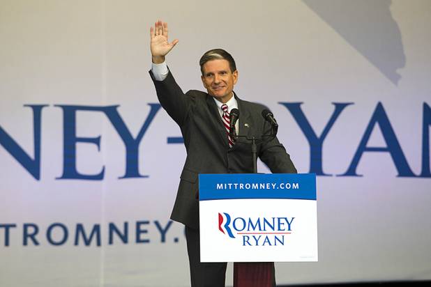 Congressman Joe Heck (R-NV) arrives for a campaign rally at the Henderson Pavilion Tuesday, Oct. 23, 2012.