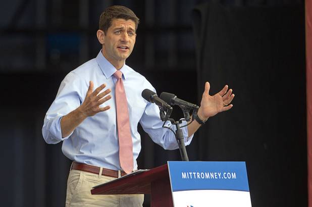 Republican vice presidential candidate Paul Ryan speaks during a campaign rally at the Henderson Pavilion Tuesday, Oct. 23, 2012.