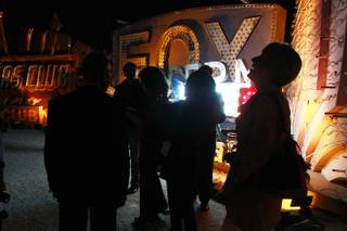 Signs from Las Vegas's past are seen during the grand opening of the Neon Museum Tuesday, Oct. 23, 2012.