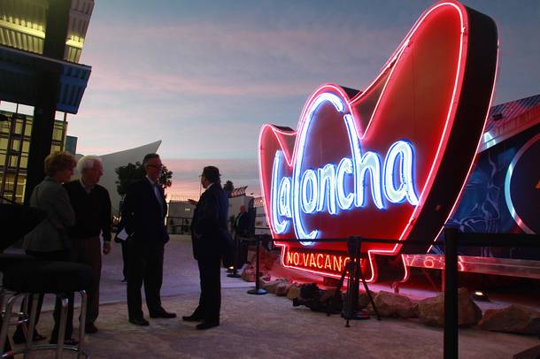 Signs from Las Vegas' past are seen during the grand opening of the Neon Museum on Tuesday, Oct. 23, 2012.