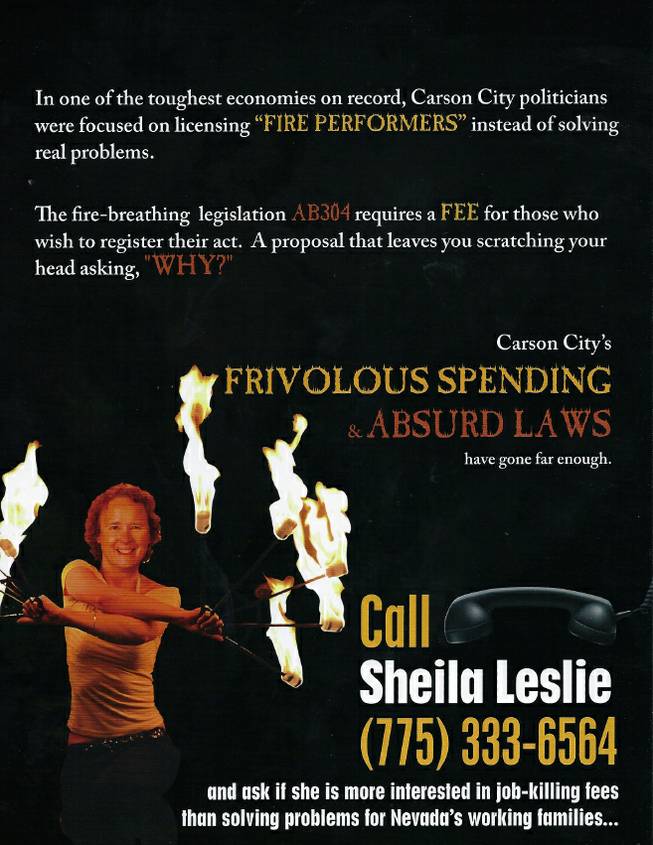 An Americans For Prosperity mailer targets Sheila Leslie's economic policies. 