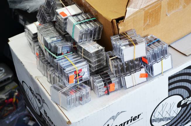 Tapes of musical recordings from Randy Williams are seen at Las Vegas E-Waste after Williams recovered them on Thursday, Oct. 25, 2012.