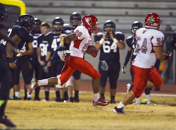 Arbor View's Jacob Speaks carries the ball against Palo Verde Thursday, Oct. 25, 2012. Arbor View beat Palo Verde 35-29.