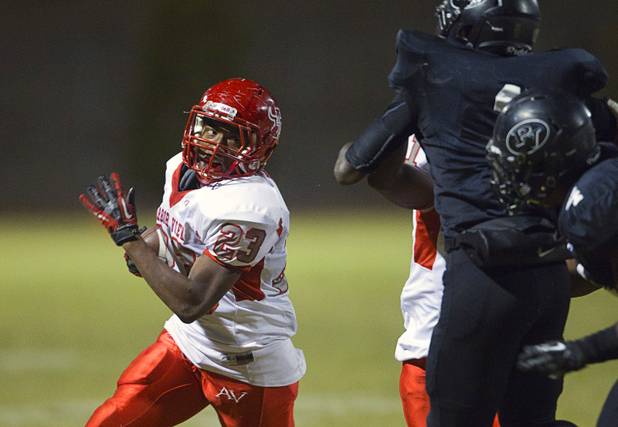 Arbor View's Salah Boyce runs the ball against Palo Verde Thursday, Oct. 25, 2012. Arbor View beat Palo Verde 35-29.