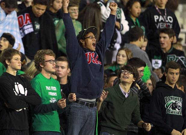 A Palo Verde student cheers during Palo Verde's game against Arbor View Thursday, Oct. 25, 2012. Arbor View beat Palo Verde 35-29.