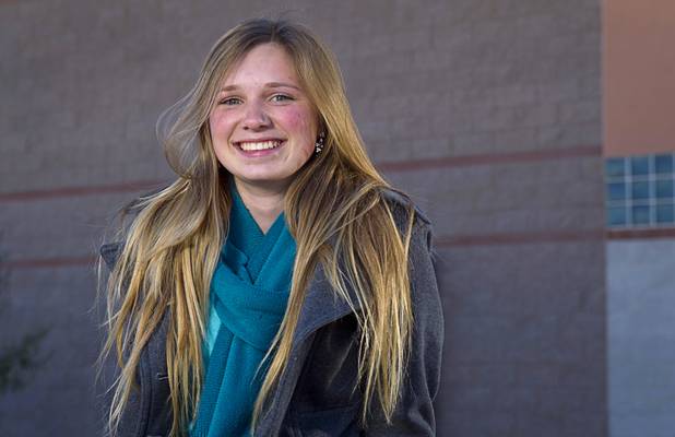 Sierra Vista High School senior and Mitt Romney supporter McKenzie Beckstead, 18, poses after school Thursday, Oct. 25, 2012.