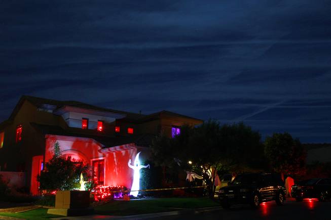 The front of Vonny and Grant Traub's house that has been decorated for Halloween Friday, Oct. 26, 2012.