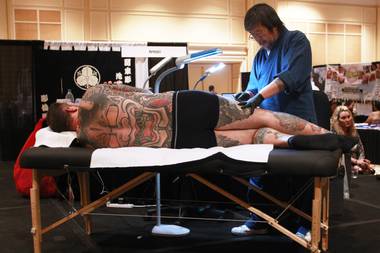 Art met spectacle over the weekend at the 2012 Biggest Tattoo Show on Earth presented by renowned tattoo artist Mario Barth at the Mirage. ...