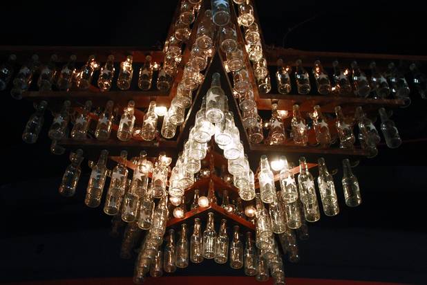 A star-shaped, beer bottle chandelier at Stoney's Rockin' Country's new location in Town Square Tuesday, Oct. 30, 2012.